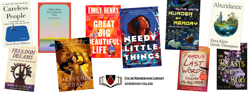 A collage of book covers: Careless People, Freedom Dreams, I Who Have Never Known Men, Heavenly Tyrant, Great Big Beautiful Life, Needy Little Things, Murder by Memory, Famous Last Words, Abundance, The Beasts We Bury